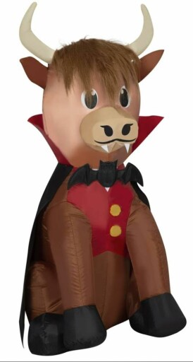 Halloween Vampire Highland Cow in Cape Inflatable featuring whimsical design