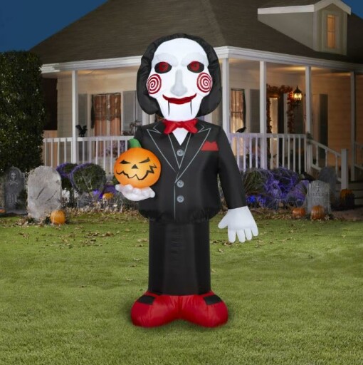 Gemmy Halloween Saw Movie Jigsaw Inflatable Yard Decoration front view