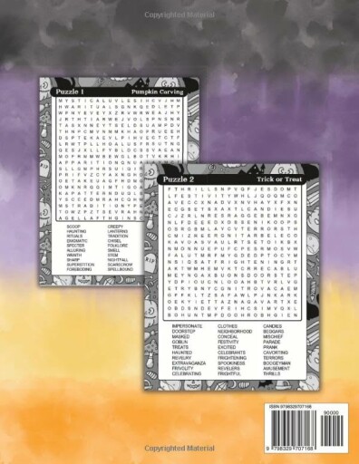 Halloween Word Search book cover featuring spooky designs