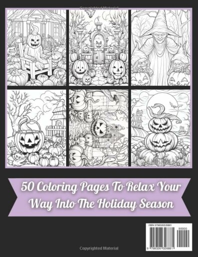 Coloring page example from the Halloween-themed coloring book.