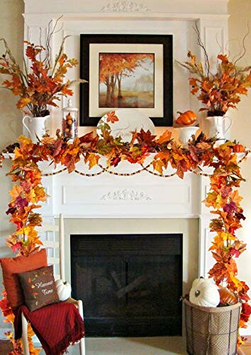 DearHouse Fall Garland Maple Leaf