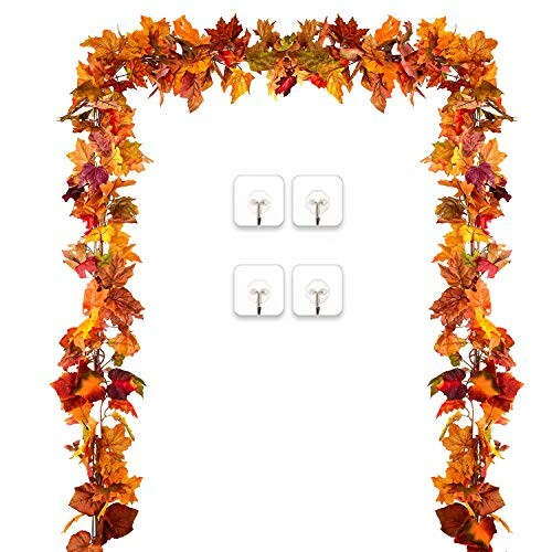 Autumn leaves garland with four wall hooks.