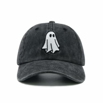 Black cap with ghost embroidery design