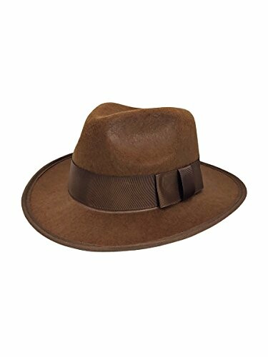 Brown fedora hat with ribbon detail.