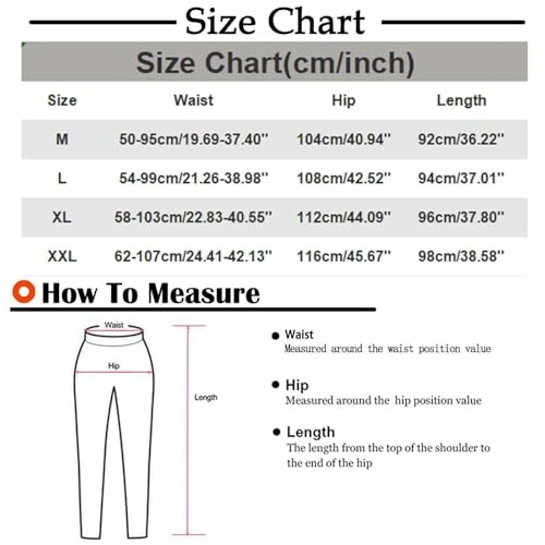 Clothing size chart in cm/inch with measurement guide.