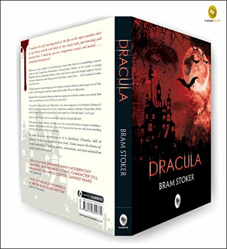 Cover of Dracula by Bram Stoker with a gothic castle and bat illustration.