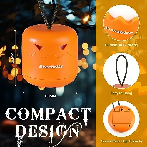 EverBrite compact orange lantern with easy hang feature and durable ABS plastic.