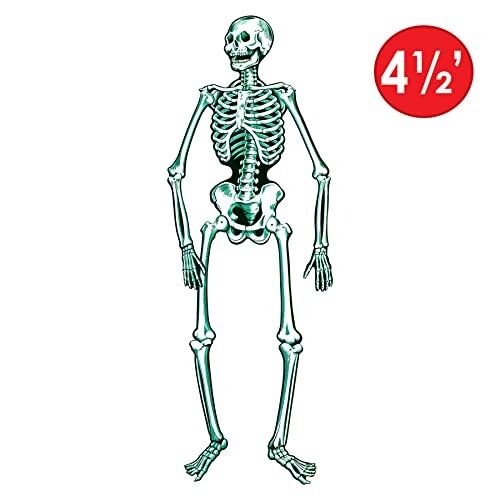 Glow-in-the-dark skeleton decoration with 4.5 feet height label