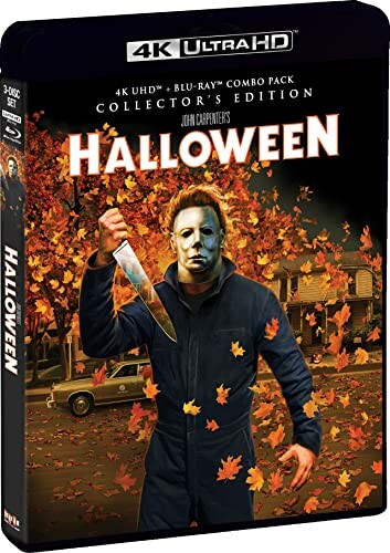 Halloween 4K UHD Blu-ray cover featuring a masked figure with a knife.