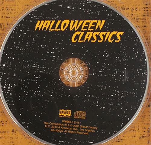 CD labeled Halloween Classics with spooky design