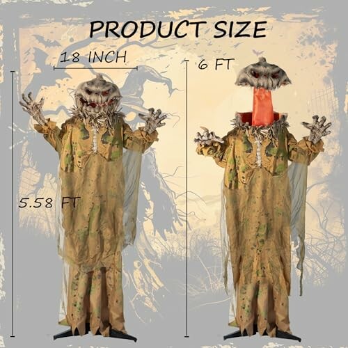 Halloween ghost costume with size details