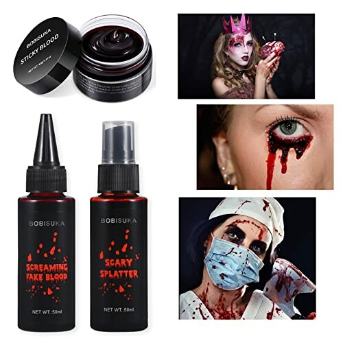 BOBISUKA Halloween Fake Blood Makeup Kit