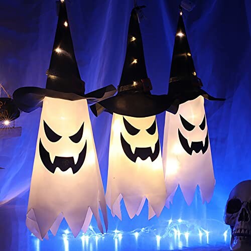 Lighted Ghost Witch Hats