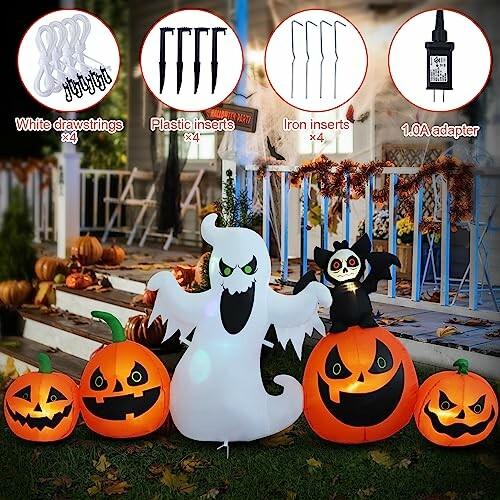 Halloween inflatable decorations with ghost and pumpkins.