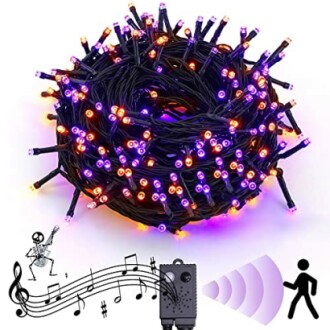 Halloween-themed music sync string lights with purple and orange LEDs.