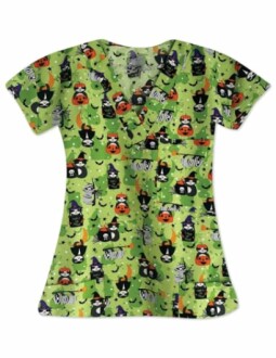 Halloween Scrub Top for Women, V-Neck, XS-3XL