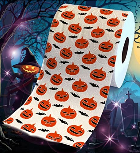 Halloween Pumpkin and Bat Toilet Paper