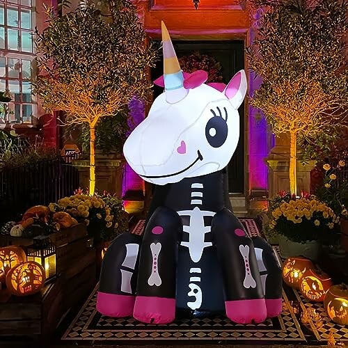 COMIN 4 FT Skeleton Unicorn Inflatable