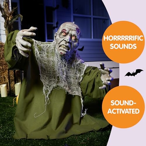 Zombie decoration with sound-activated features and horror sounds