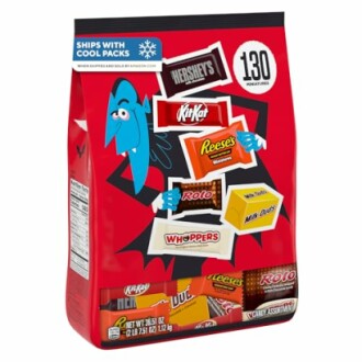 Assorted Hershey's candy pack with Kit Kat, Reese's, Rolo, and more.