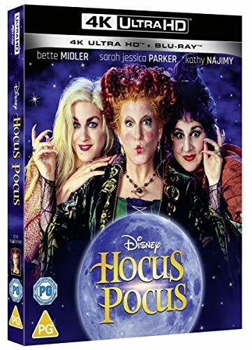 Hocus Pocus 4K Ultra HD Blu-ray cover featuring three characters.