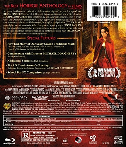 Back cover of a horror anthology DVD with special features listed.