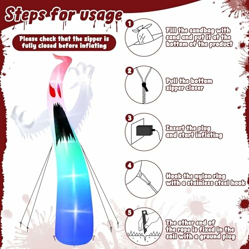 Illustrated steps for setting up an inflatable dancer with instructions.