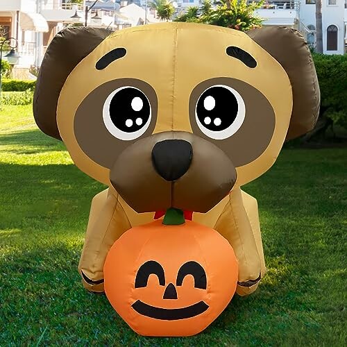 Inflatable dog with pumpkin decoration for Halloween