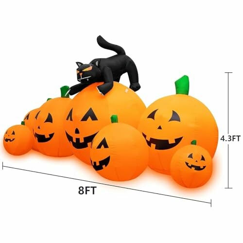 Inflatable Halloween pumpkins with a black cat on top