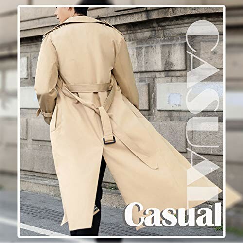 Man in beige trench coat walking outdoors