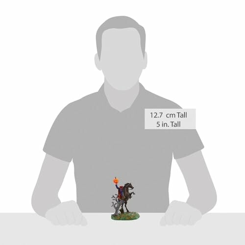 Silhouette of a person with a miniature figure on a table, showing scale.