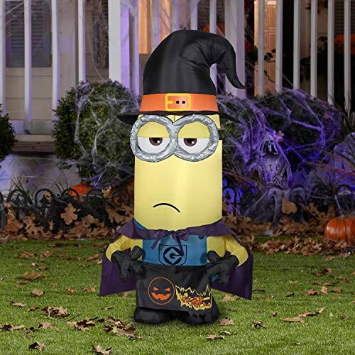 Gemmy 3.5' Airblown Inflatable Minion Kevin as Witch