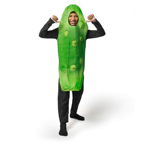 Person wearing a green pickle costume