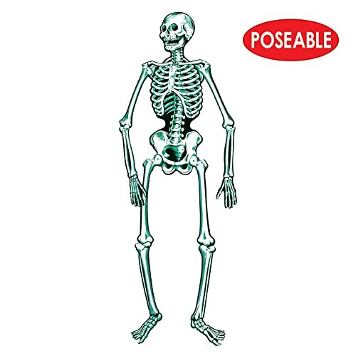 Poseable green skeleton decoration with movable joints