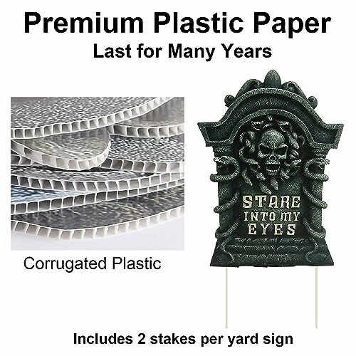 Premium plastic yard sign with corrugated plastic layers and skull design.