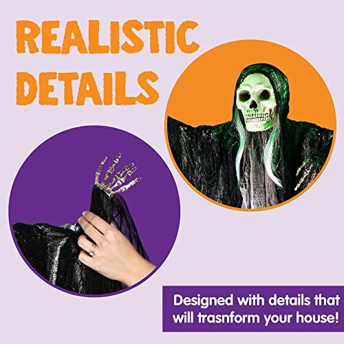 Halloween decoration with realistic skeleton details