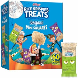 Kellogg's Rice Krispies Treats Original Mini Squares box with 60 pieces.