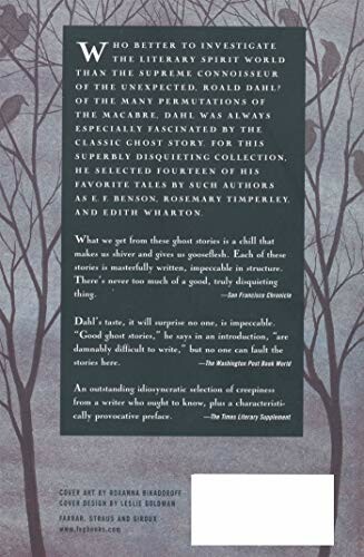 Back cover of a book featuring a description of ghost stories selected by Roald Dahl.