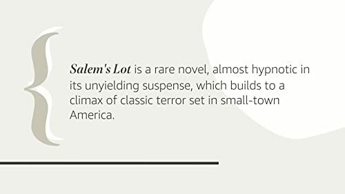 Description of the novel 'Salem's Lot highlighting its suspense and terror in a small-town setting.