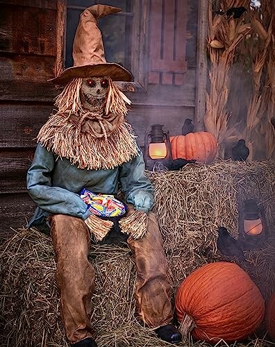 Scary Sitting Scarecrow Animatronic