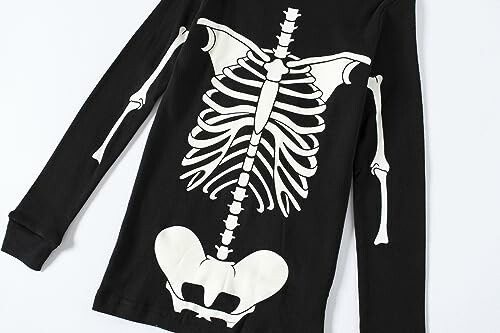 Black shirt with white skeleton print