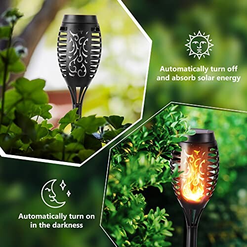 Solar torch lights with automatic on/off feature.