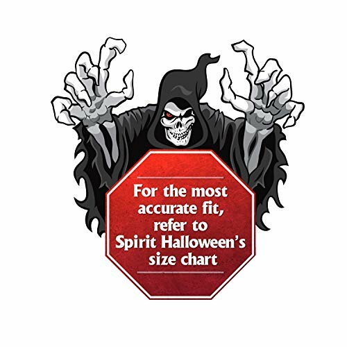 Grim reaper with warning to check Spirit Halloween's size chart.