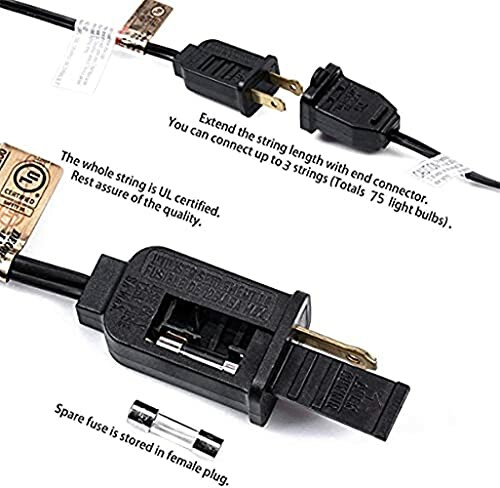 String light plug with fuse and end connector