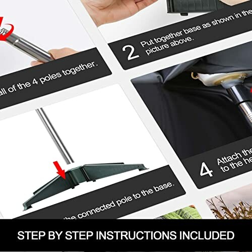 Step-by-step guide for assembling an umbrella base.